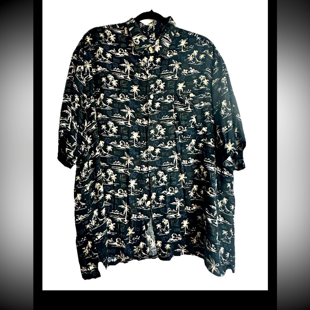 PURITAN Men’s Casual Hawaiian-Style black/Blue Shirt Sz XL